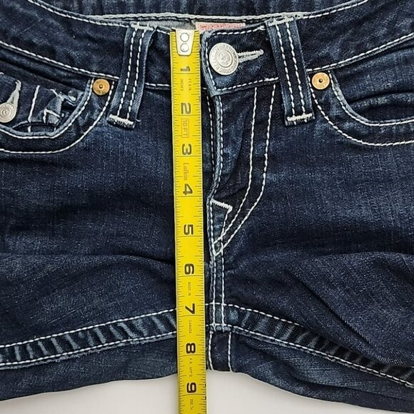 True Religion Women's  Denim Skinny Dark Wash Blue Jeans White Stitch Size 27 - Picture 15 of 16